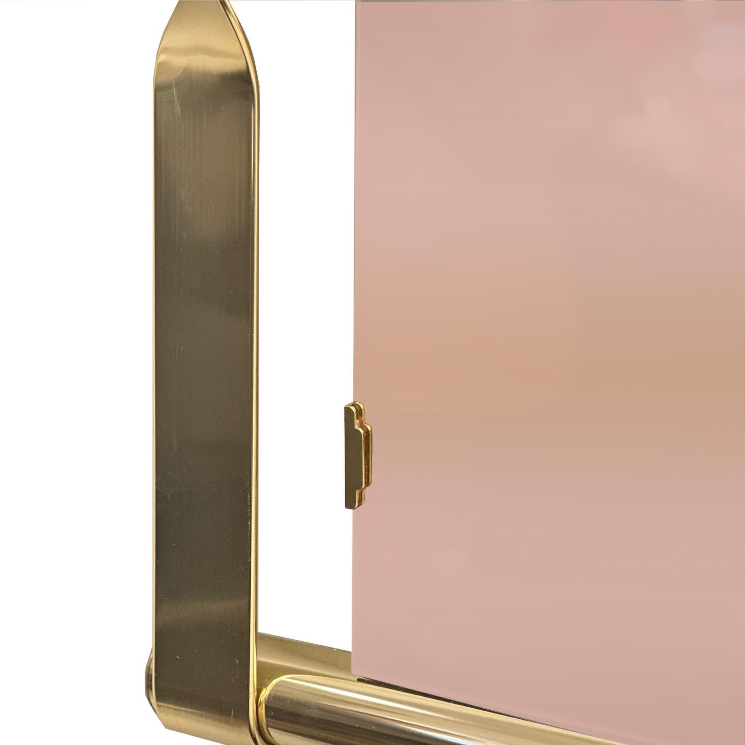 Luciano Frigerio Brass Twist Mirror with Copper Tint 1970s In Good Condition For Sale In New York, NY