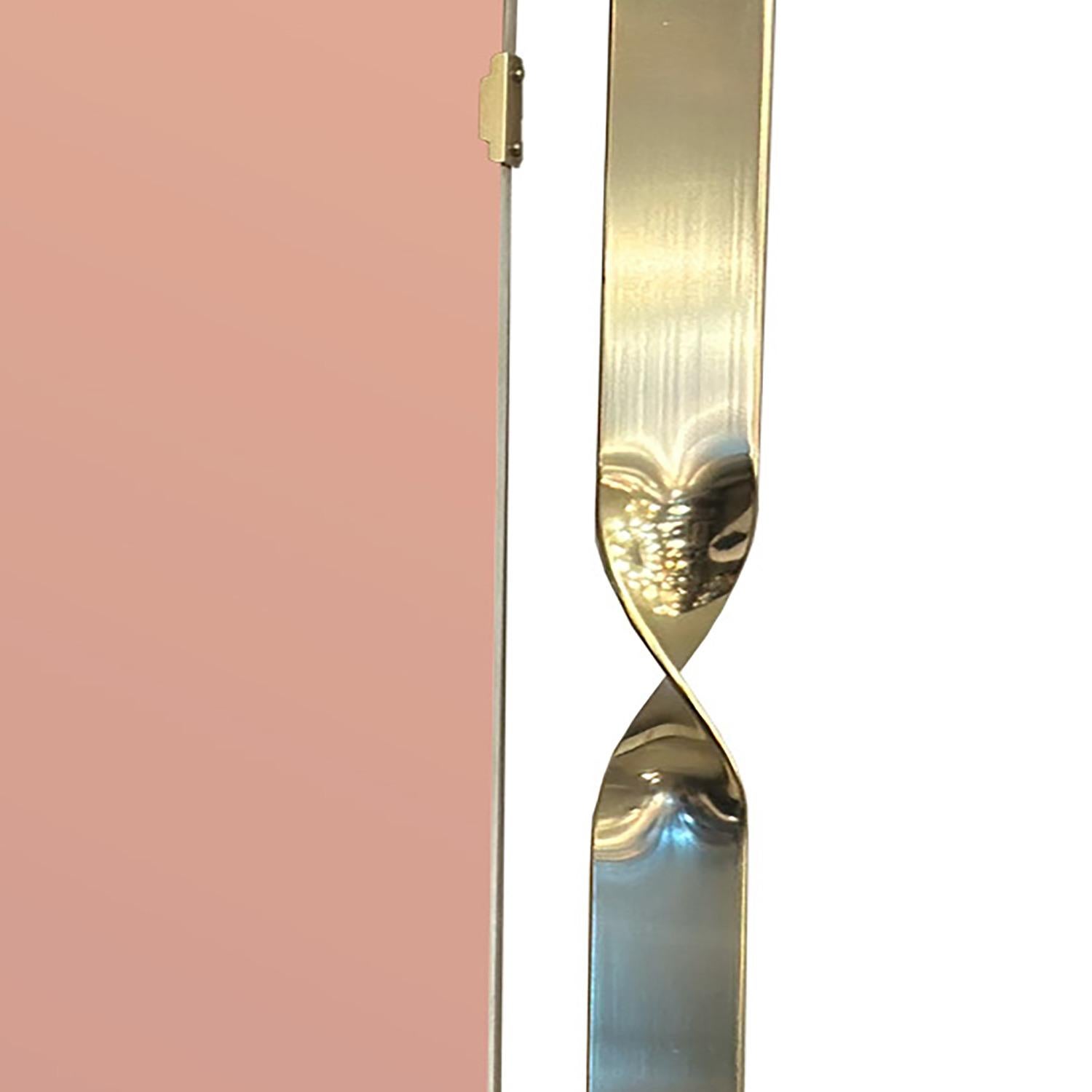 Late 20th Century Luciano Frigerio Brass Twist Mirror with Copper Tint 1970s For Sale