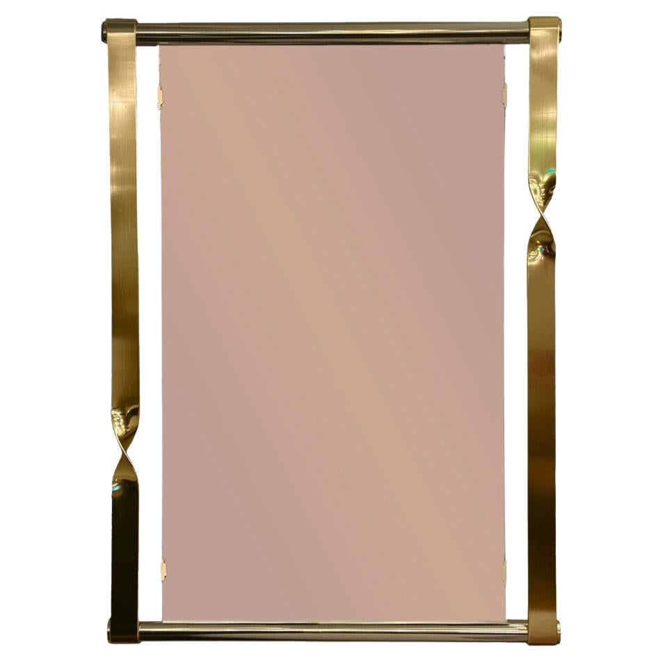 Luciano Frigerio Brass Twist Mirror with Copper Tint 1970s