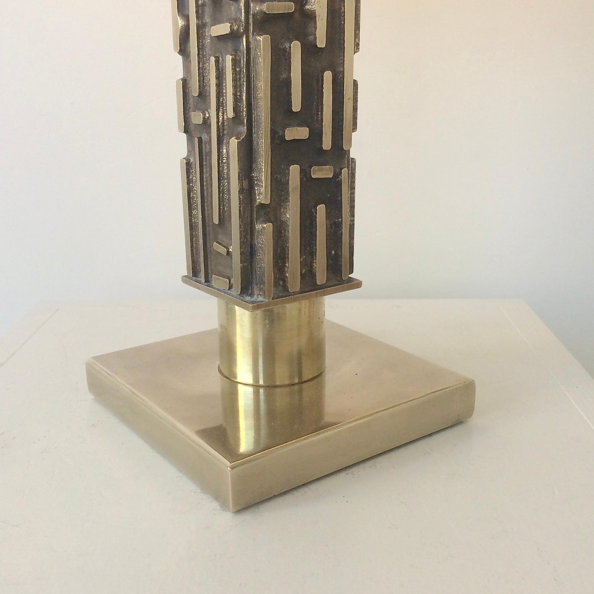 Luciano Frigerio Bronze and Brass Lamp, circa 1970, Italy For Sale 2