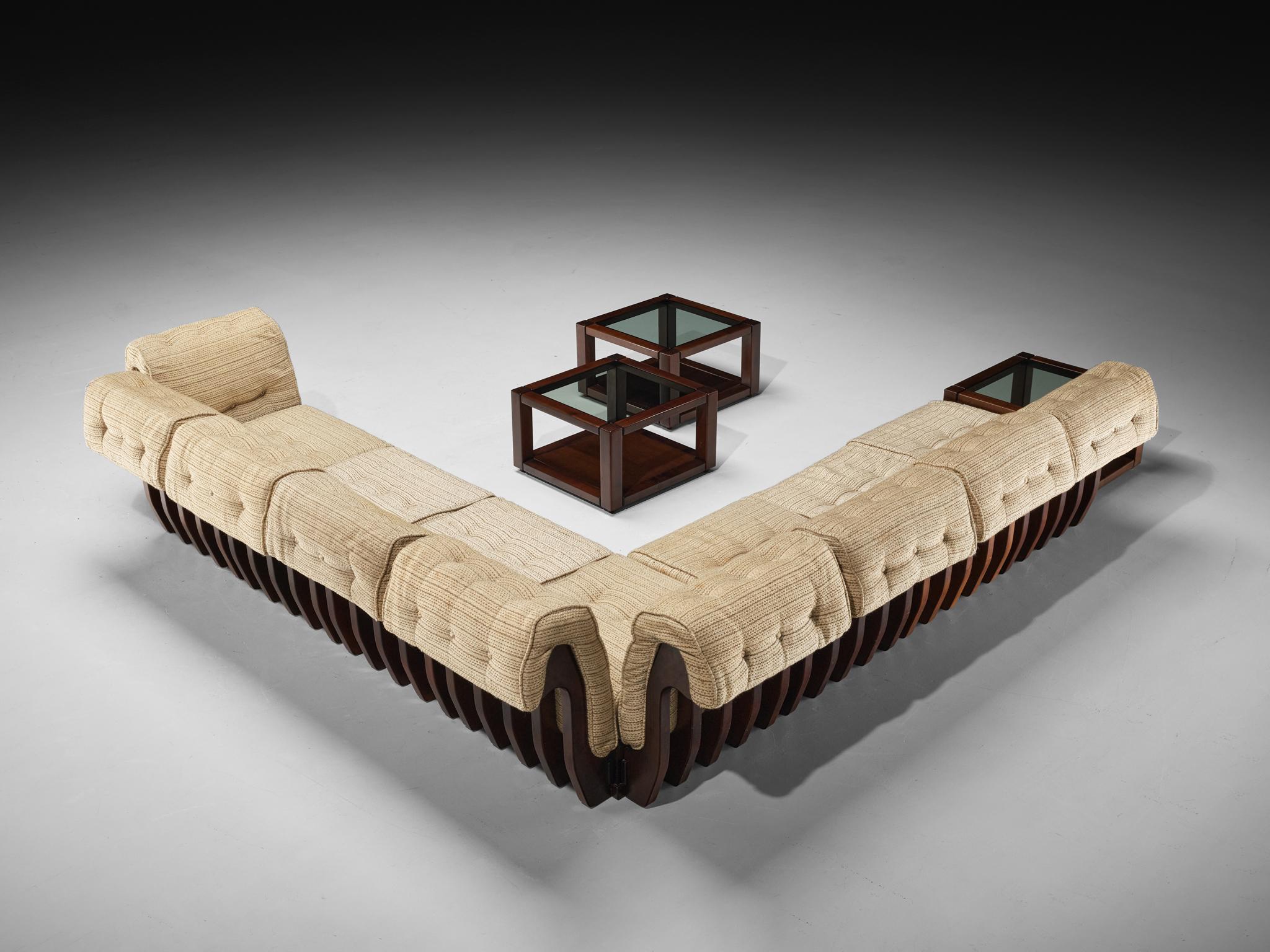 Canapé sectionnel Can de Luciano Frigerio avec tables d'appoint en bois foncé en vente 5