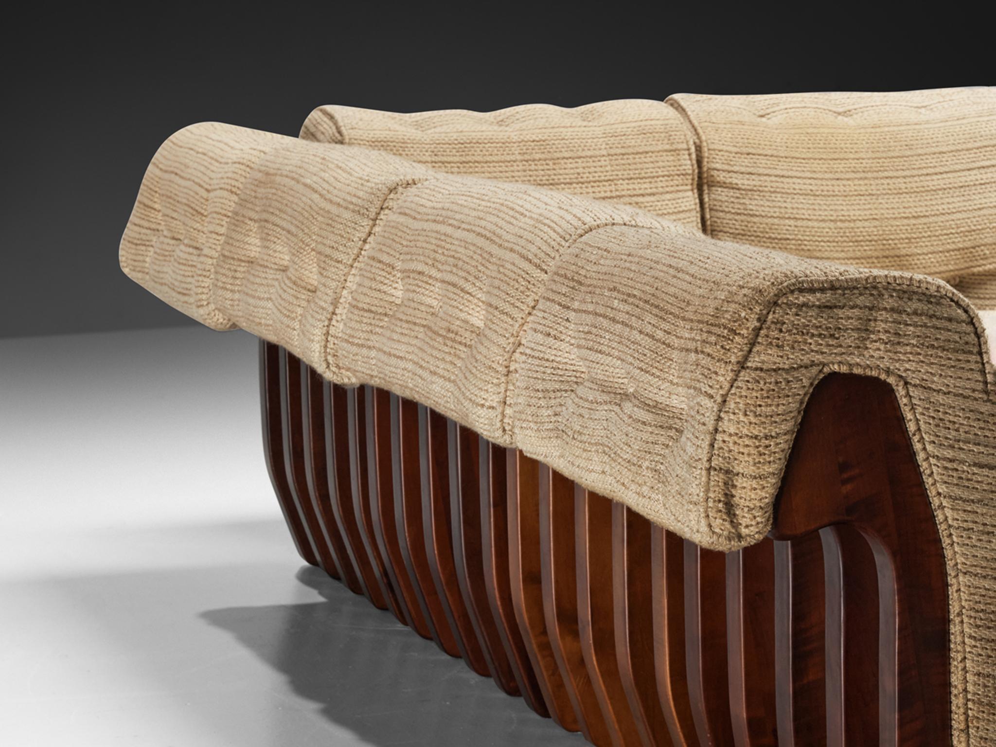 Luciano Frigerio 'Can Can' Sectional Sofa with Side Tables in Dark Wood In Good Condition For Sale In Waalwijk, NL