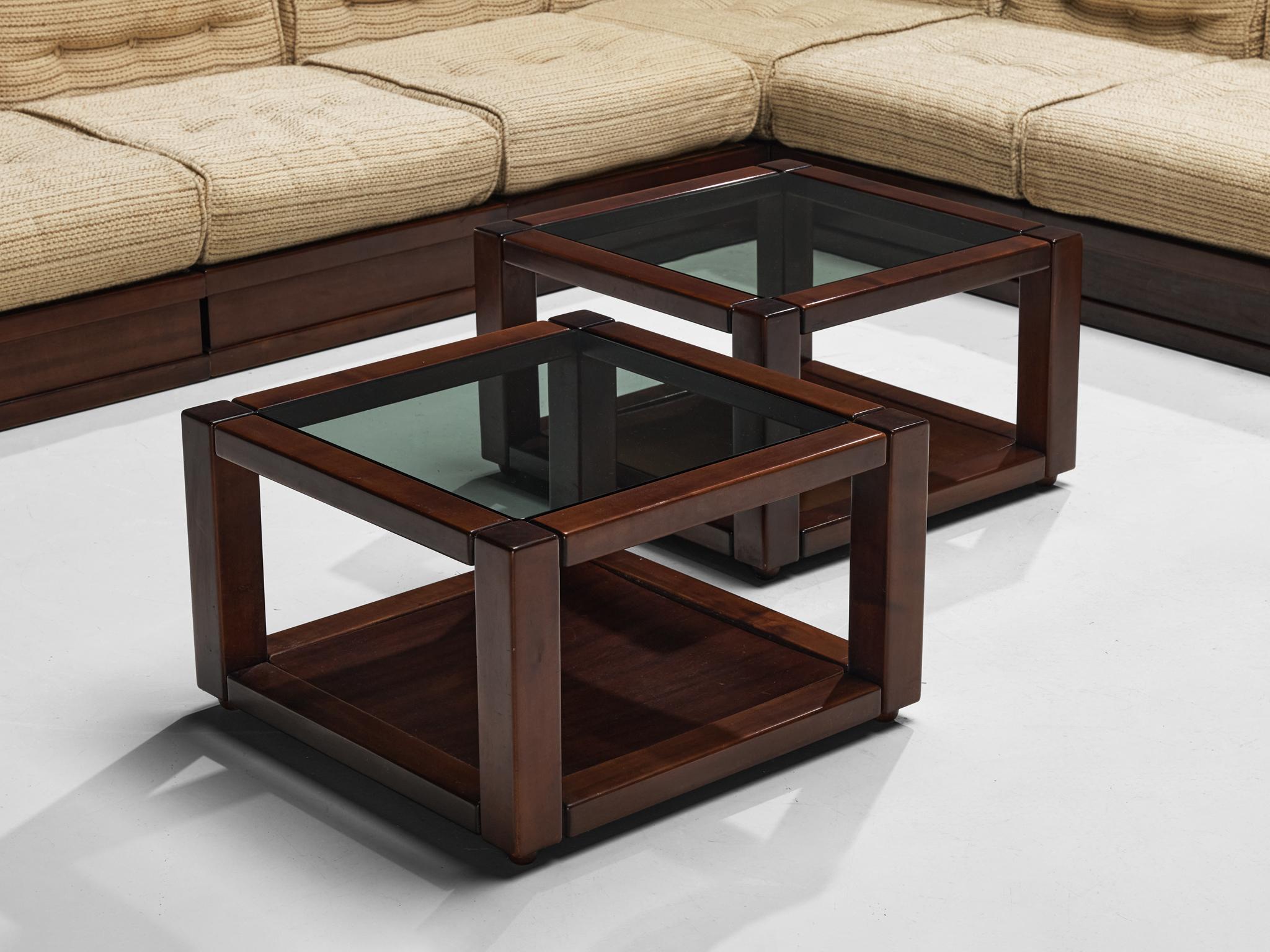 Canapé sectionnel Can de Luciano Frigerio avec tables d'appoint en bois foncé en vente 2