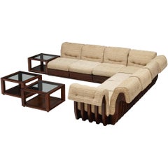 Luciano Frigerio 'Can Can' Sectional Sofa with Side Tables in Dark Wood