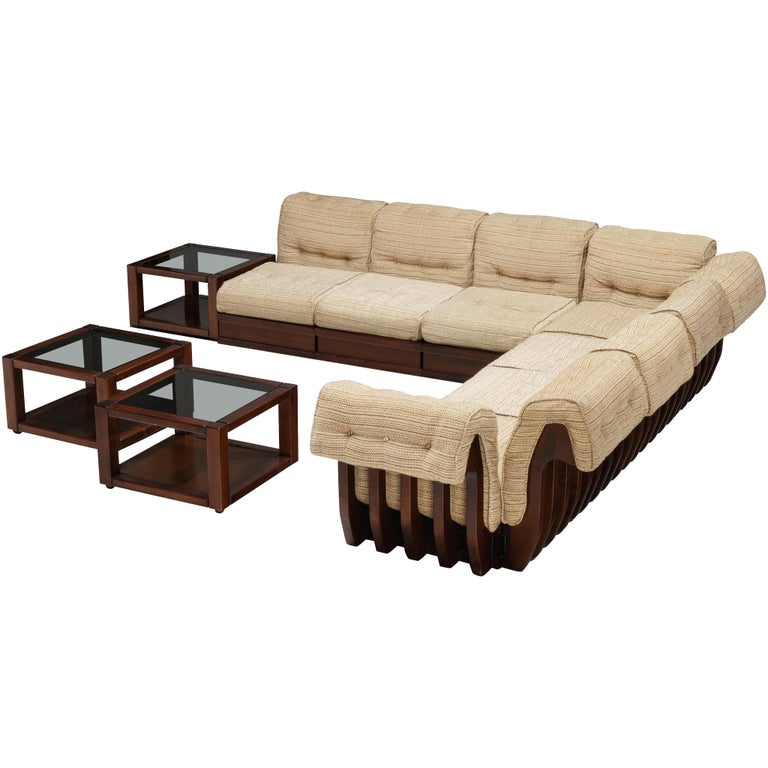 Luciano Frigerio 'Can Can' Sectional Sofa with Side Tables in Dark