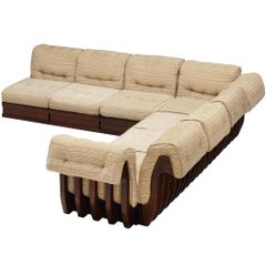 Luciano Frigerio 'Can Can' Sectional Sofa with Side Tables in Dark Wood