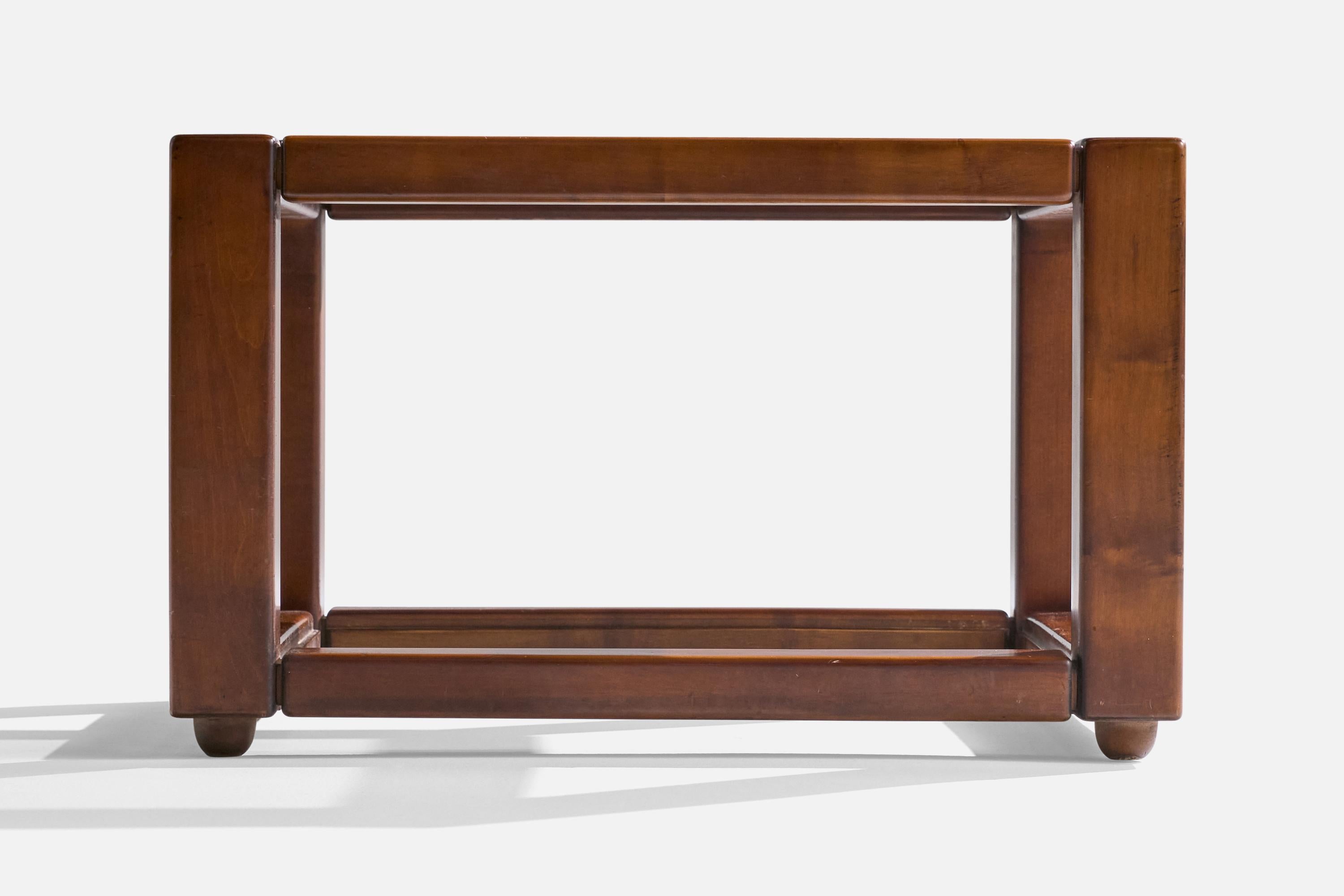 Luciano Frigerio, Couchtisch, Holz, Glas, Italien, 1970er Jahre (Moderne der Mitte des Jahrhunderts) im Angebot