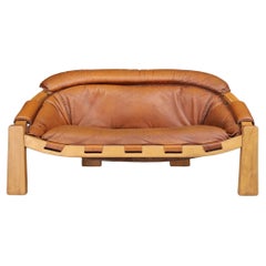 Luciano Frigerio Cognac Leather Sofa, Italy, 1970s