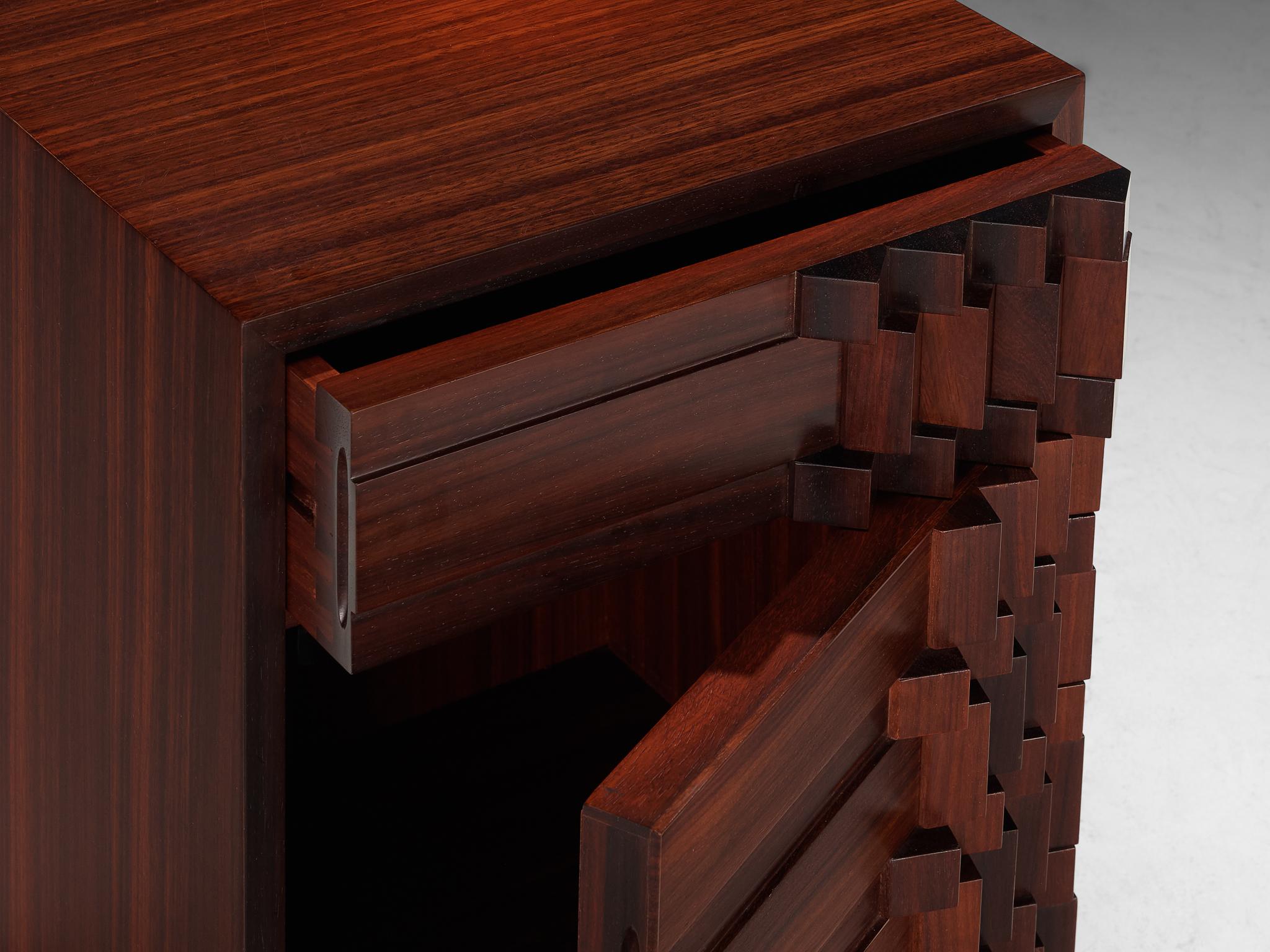 Luciano Frigerio 'Diamante' Pair of Bed Tables with Cubist Graphic Front For Sale 1