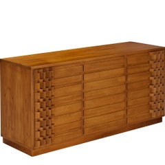 Luciano Frigerio 'Diamante' Sideboard in Cherry with Cubist Graphic Front 