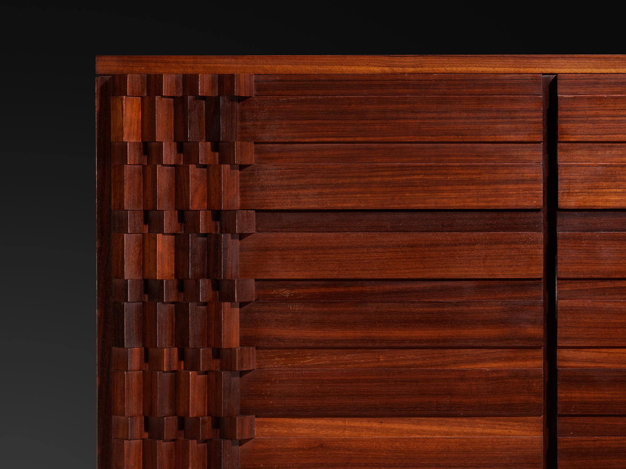 Post-Modern Luciano Frigerio 'Diamante' Sideboard with Cubist Graphic Front For Sale
