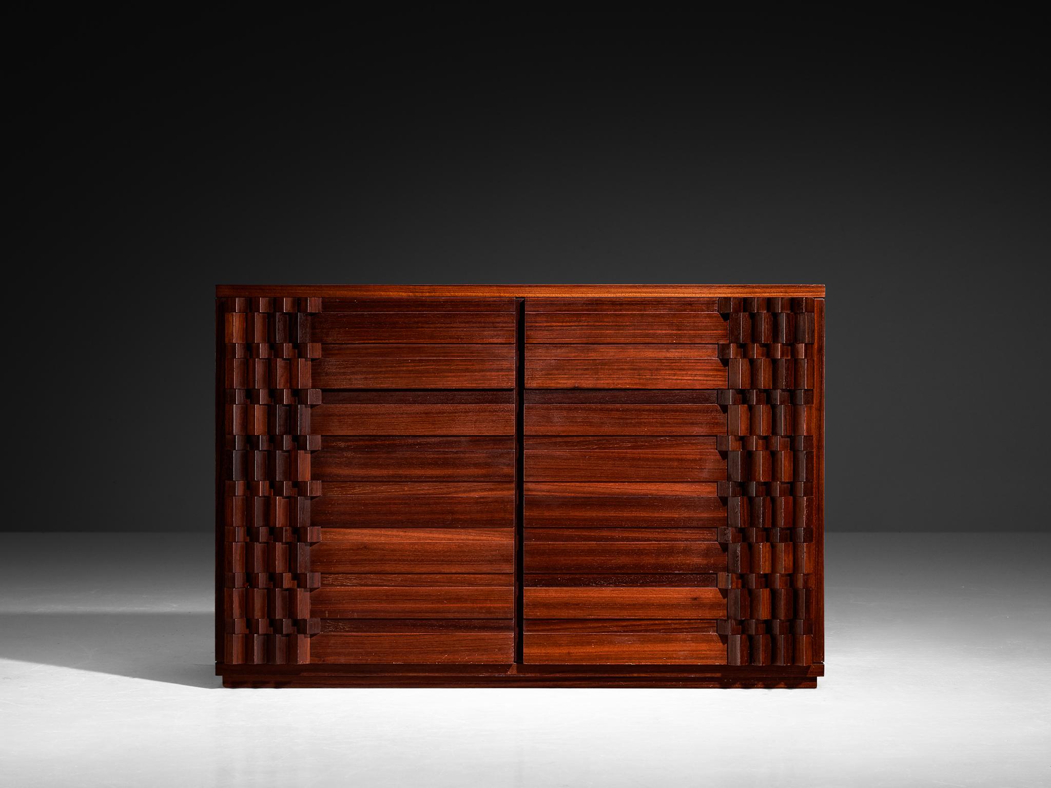 Italian Luciano Frigerio 'Diamante' Sideboard with Cubist Graphic Front For Sale