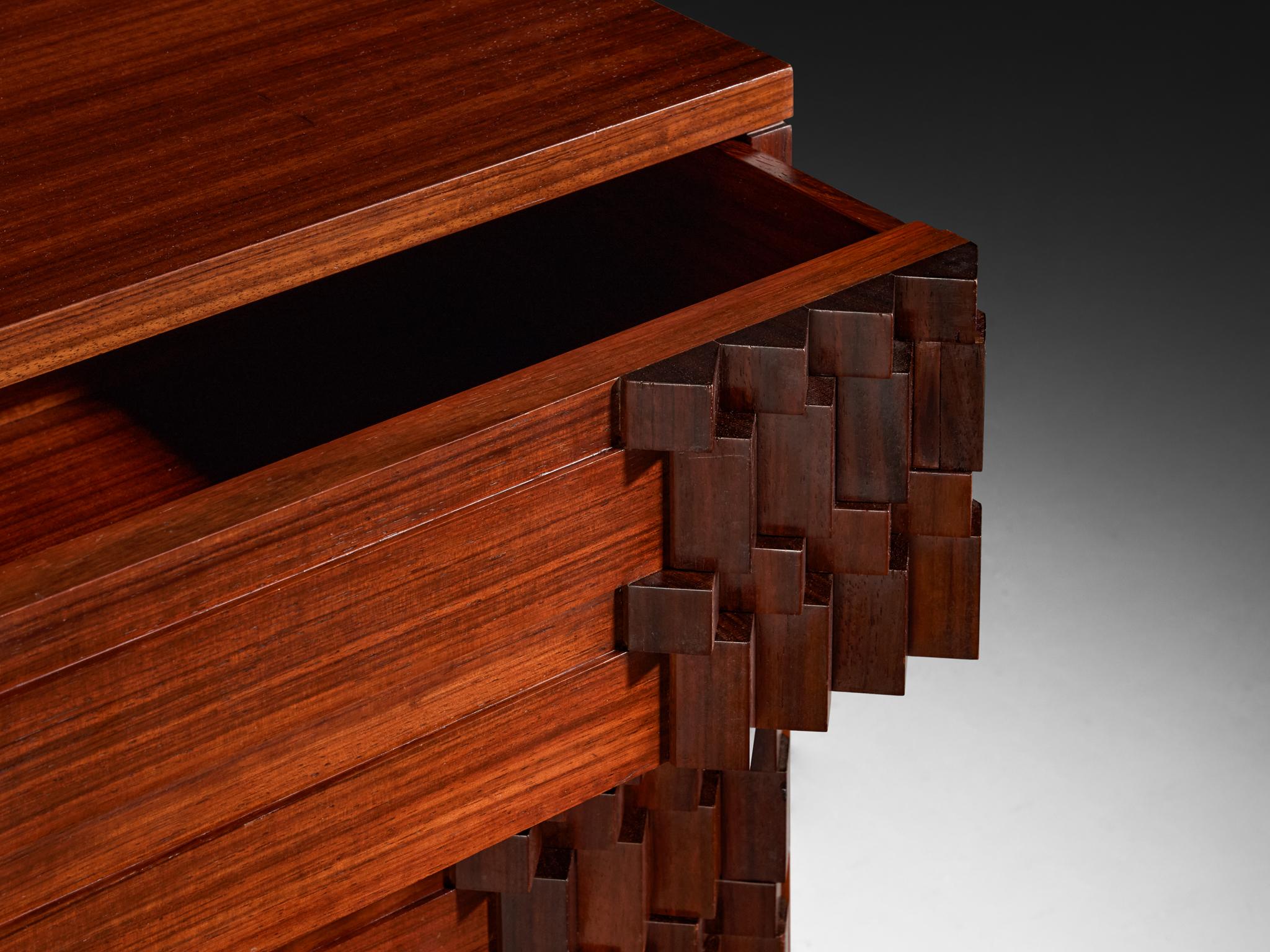 Luciano Frigerio 'Diamante' Sideboard with Cubist Graphic Front In Good Condition For Sale In Waalwijk, NL
