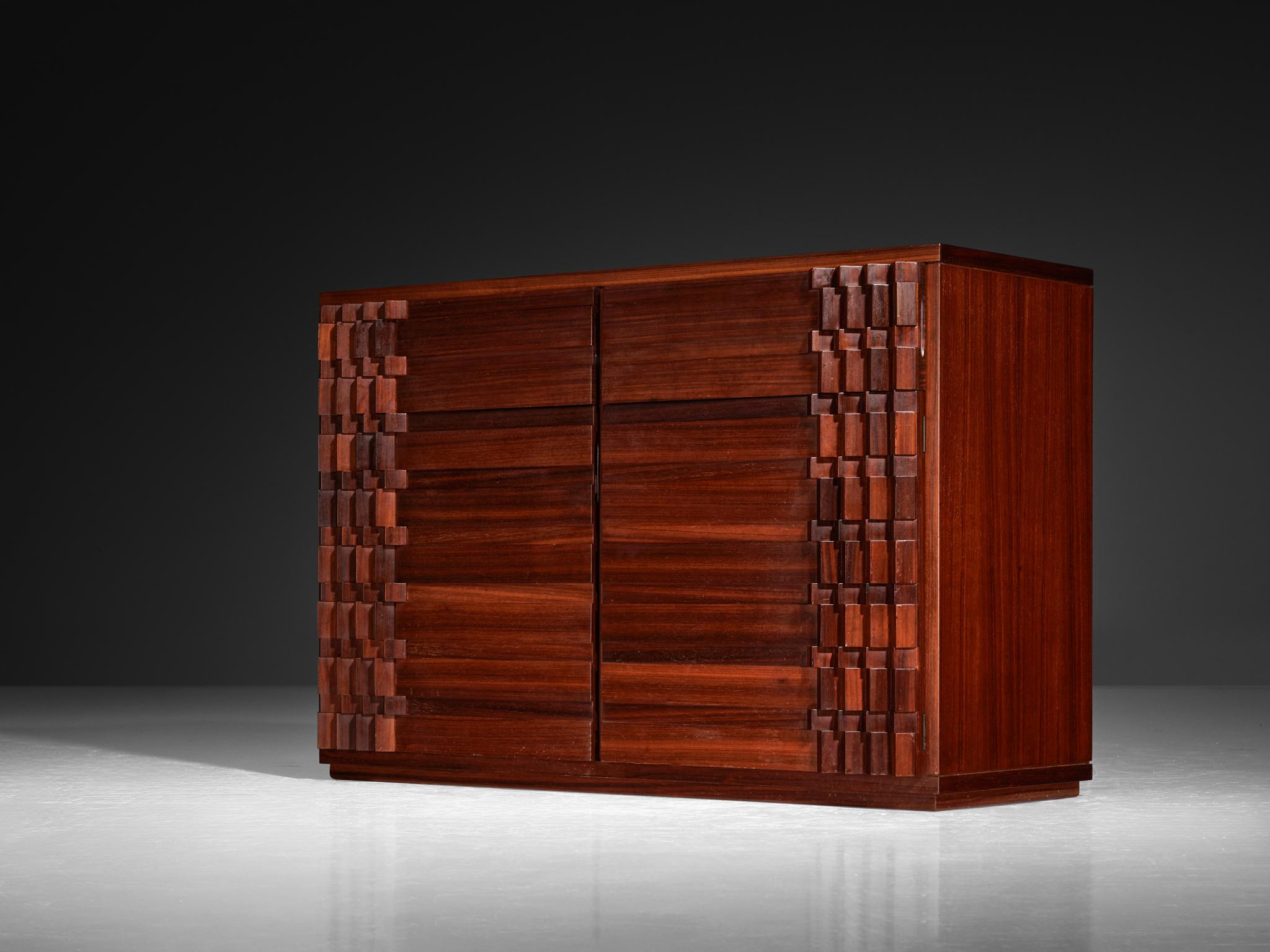 Wood Luciano Frigerio 'Diamante' Sideboard with Cubist Graphic Front For Sale