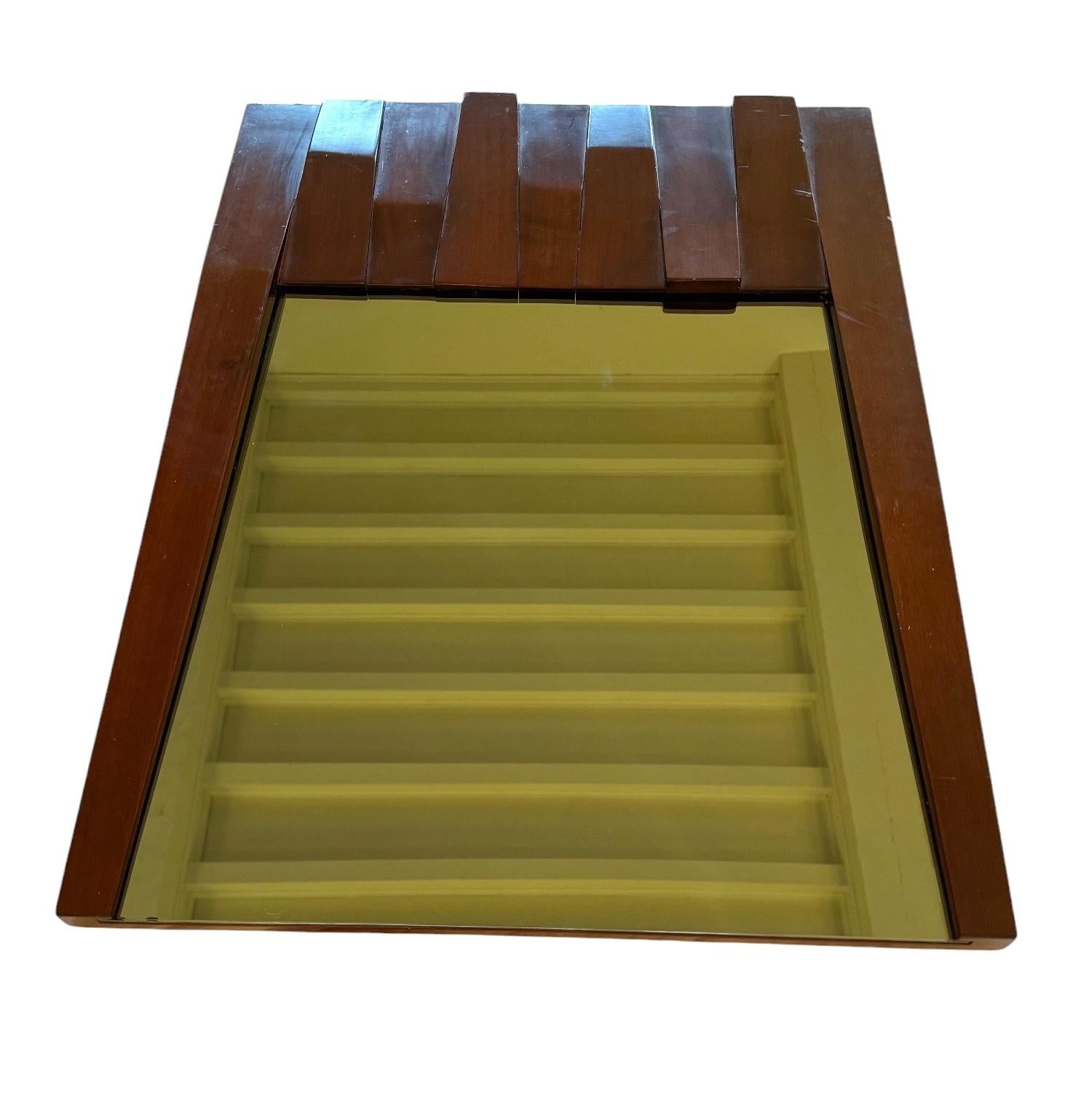 Luciano Frigerio, Hollywood Regency mod. miroir en noyer massif baryté, Italie 1970 en vente 12