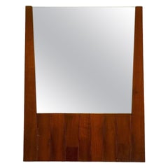 Luciano Frigerio, Hollywood Regency mod. miroir en noyer massif baryté, Italie 1970