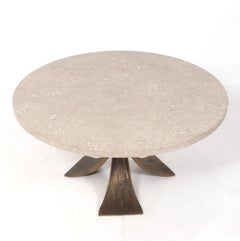 Luciano Frigerio Italian Bronze and Marble Coffee Table Mid Century Modern 36"D