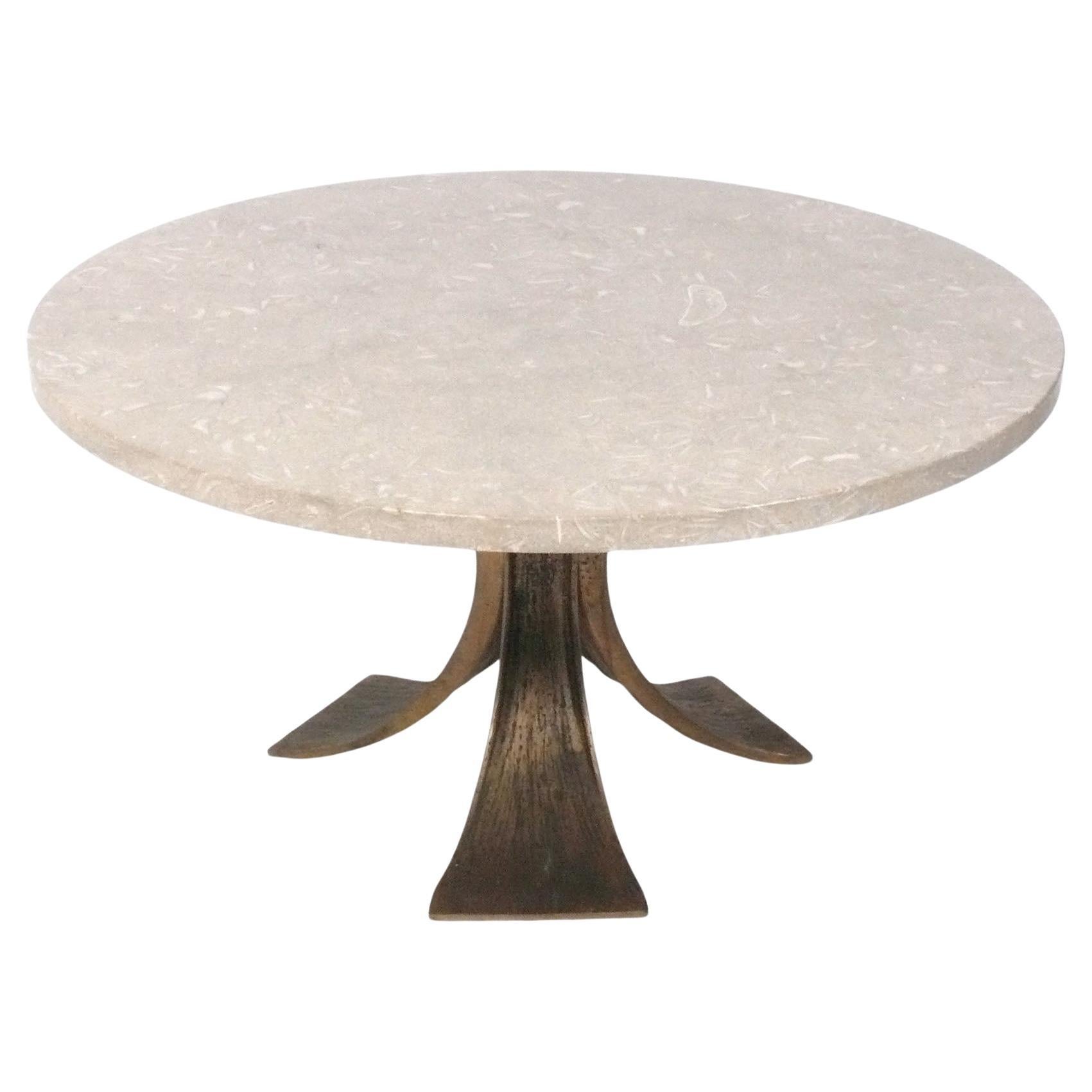 Luciano Frigerio Italian Bronze and Marble Coffee Table Mid Century Modern 36"D im Angebot