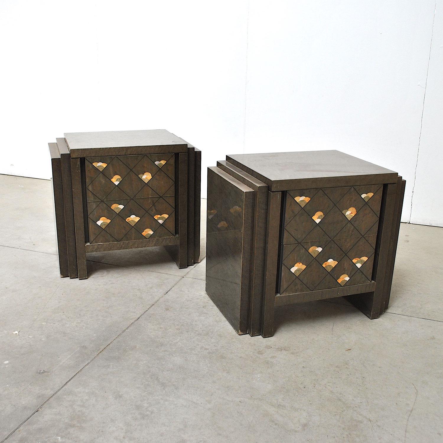 Luciano Frigerio Italian Midcentury Nightstands, Late 1970s For Sale 4