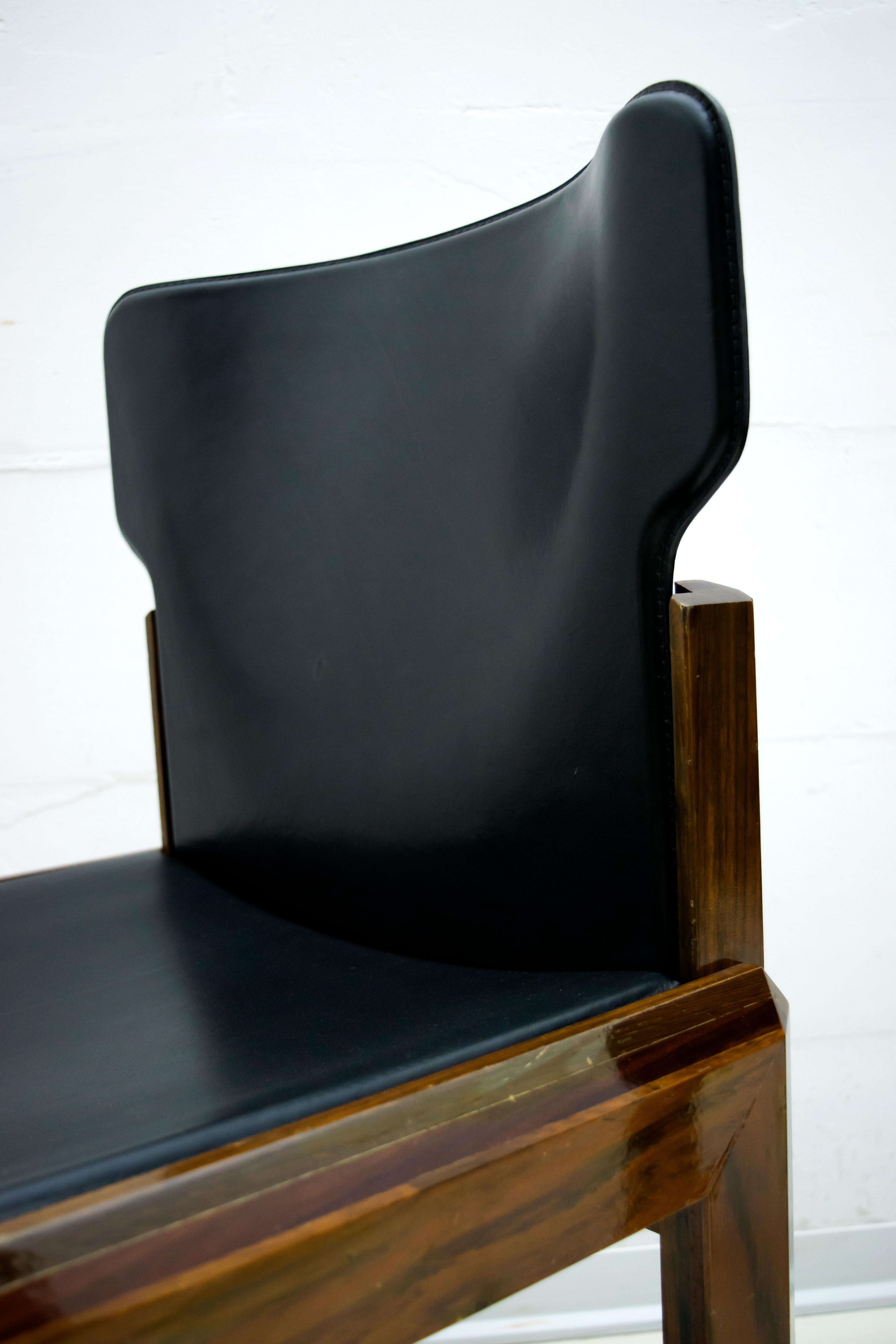 Luciano Frigerio Italian Modern Leather Dining Chairs, 1980s 4