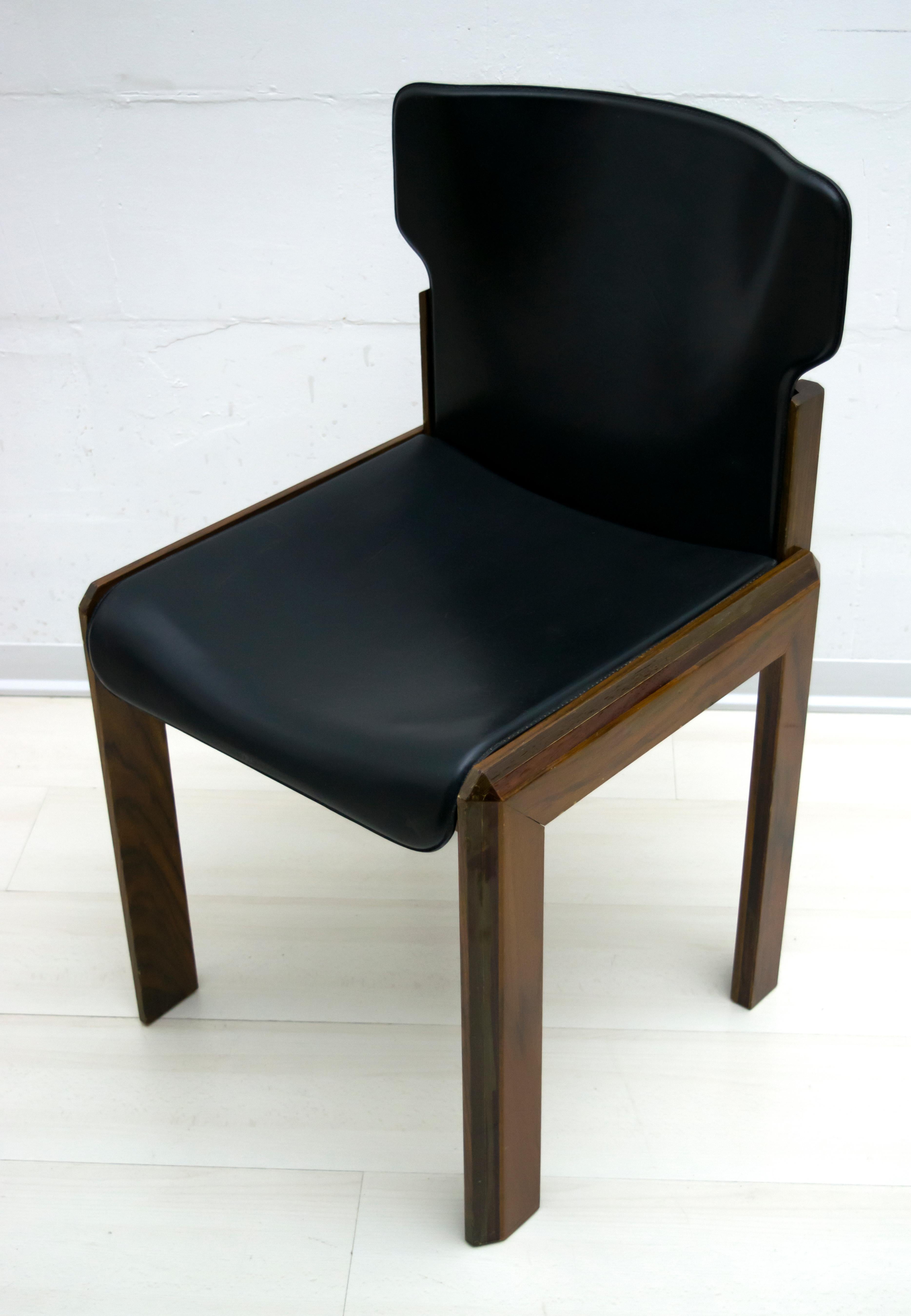 Luciano Frigerio Italian Modern Leather Dining Chairs, 1980s 5