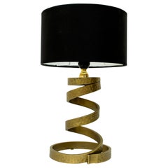 Luciano Frigerio Italian Spiral Hammered Brass Table Lamp, 1974
