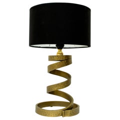 Luciano Frigerio Italian Spiral Hammered Brass Table Lamp, 1974