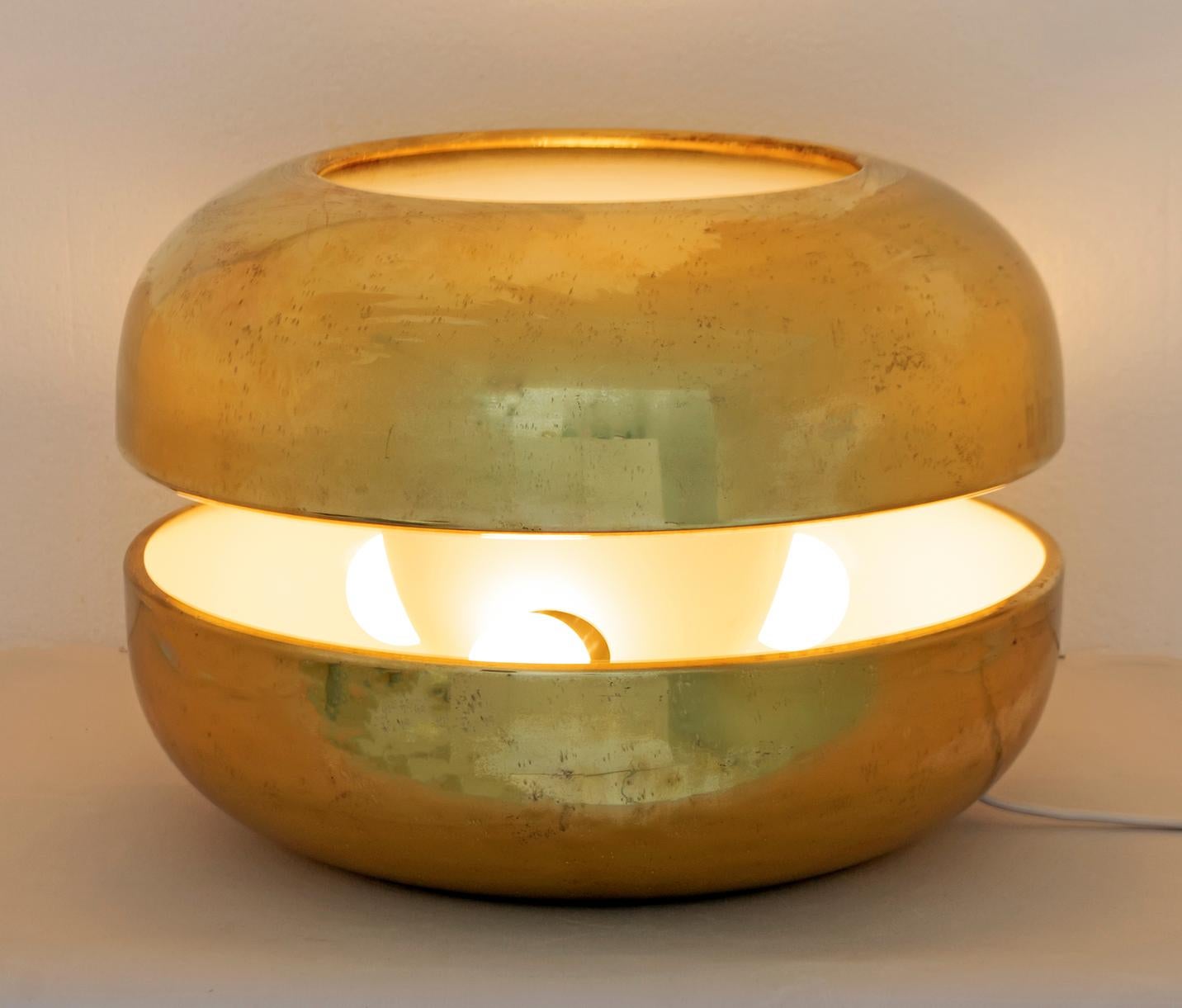 Late 20th Century Luciano Frigerio Italian Table Lamp Vibrated Brass 