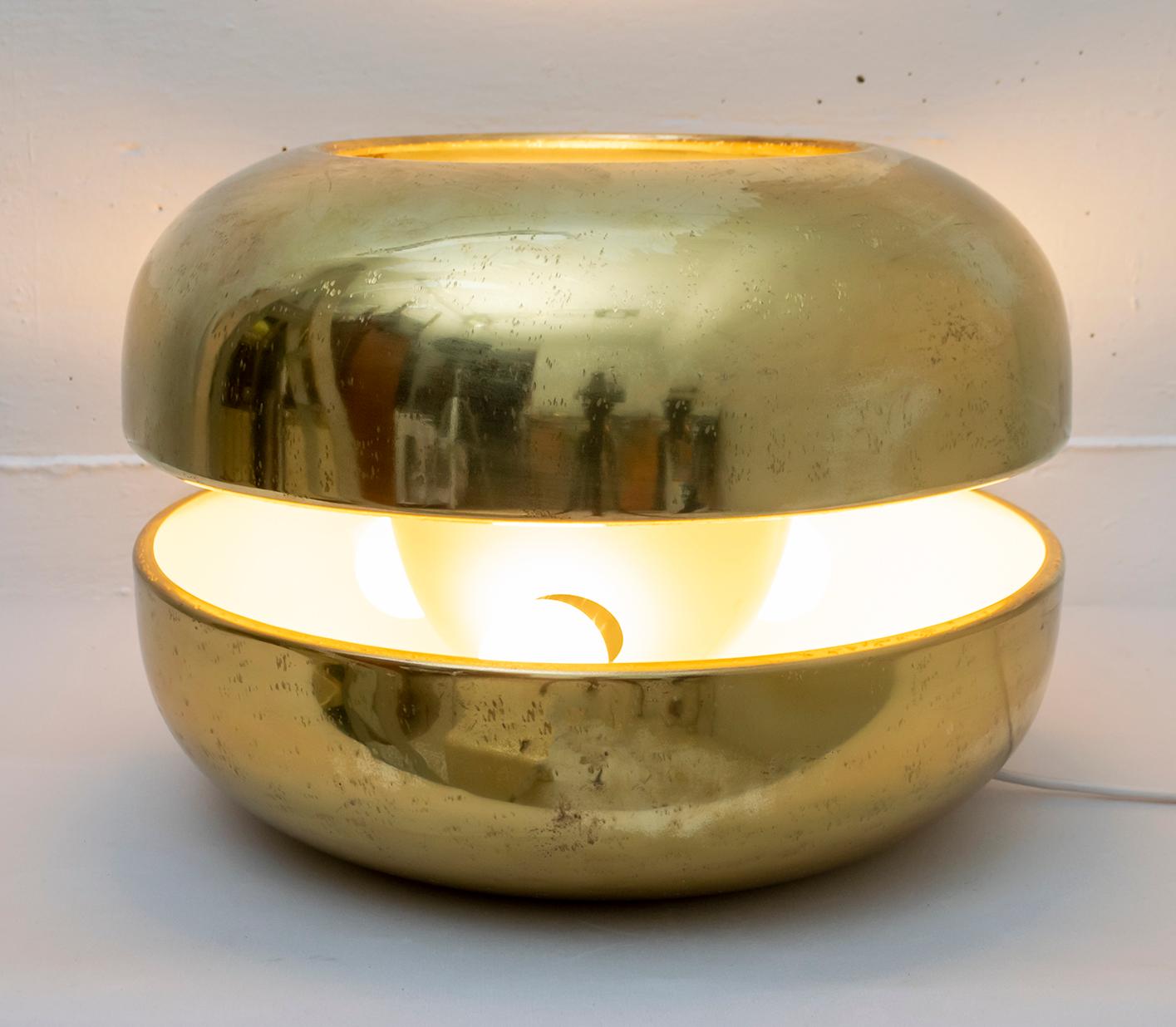 Luciano Frigerio Italian Table Lamp Vibrated Brass 