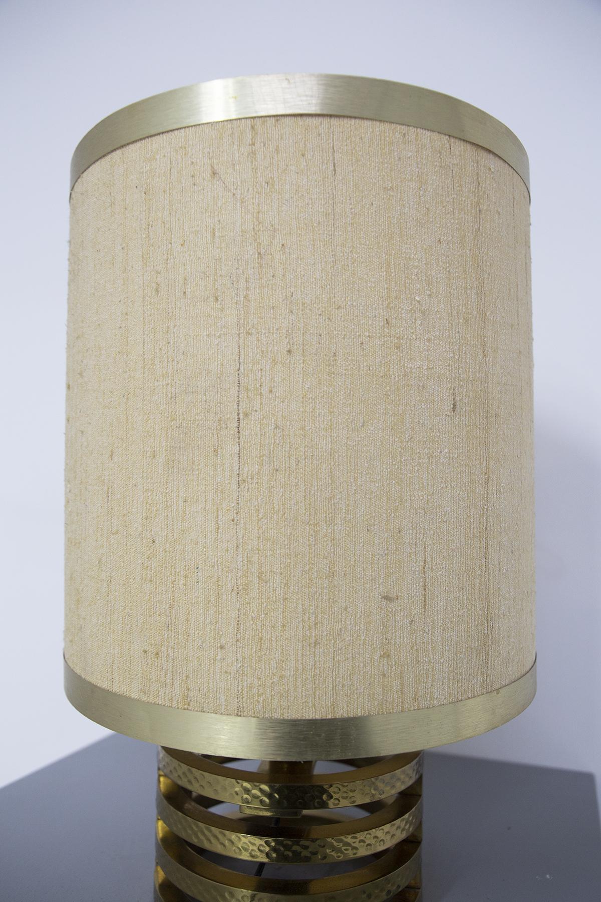 Luciano Frigerio Italian Table Lamps in Brass and Fabric 3