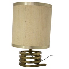Luciano Frigerio Italian Table Lamps in Brass and Fabric