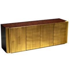 Luciano Frigerio 'Louis' Sidebooard in Satin Brass and Walnut Burl