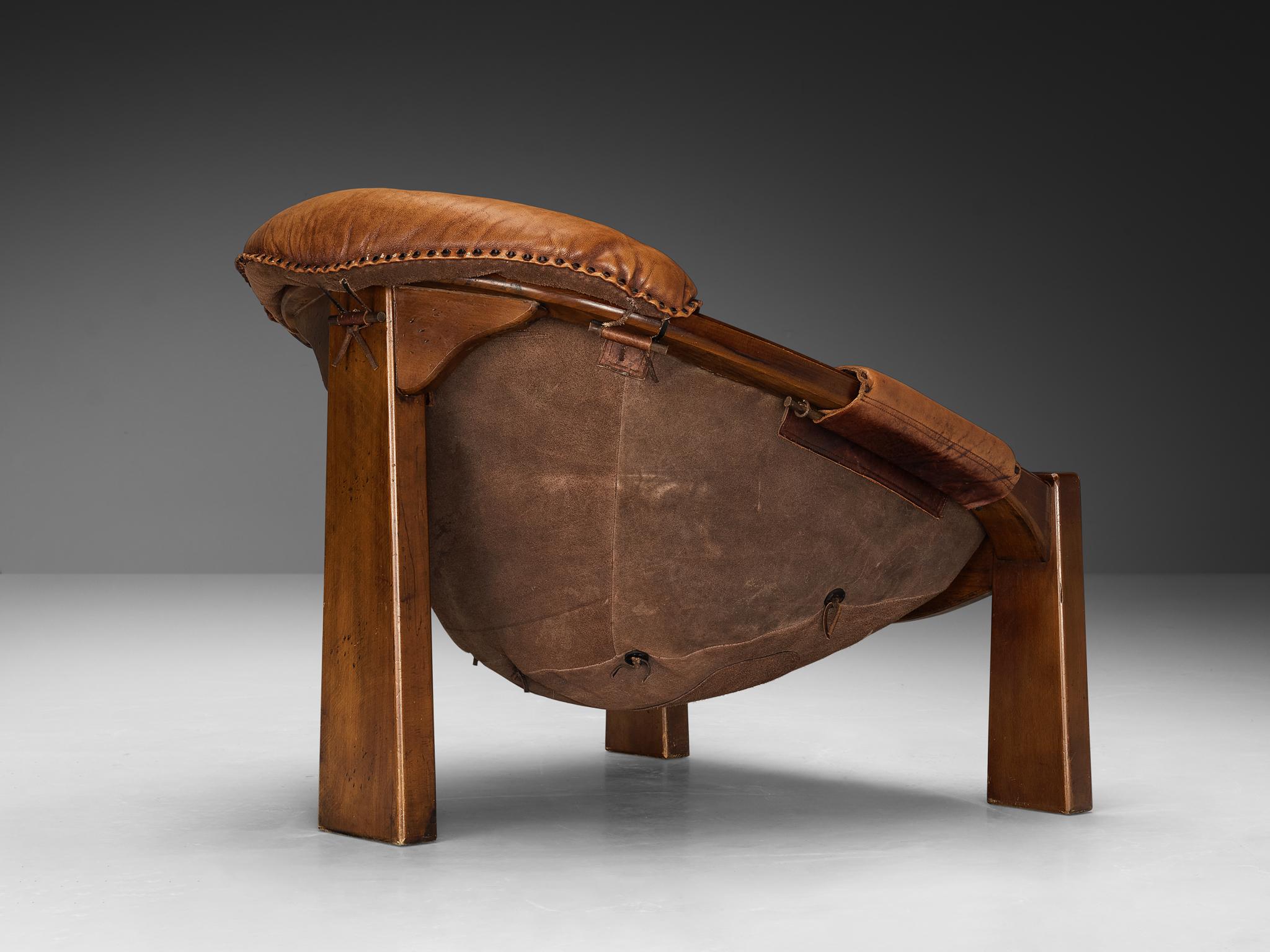 Italian Luciano Frigerio Lounge Chair in Cognac Leather