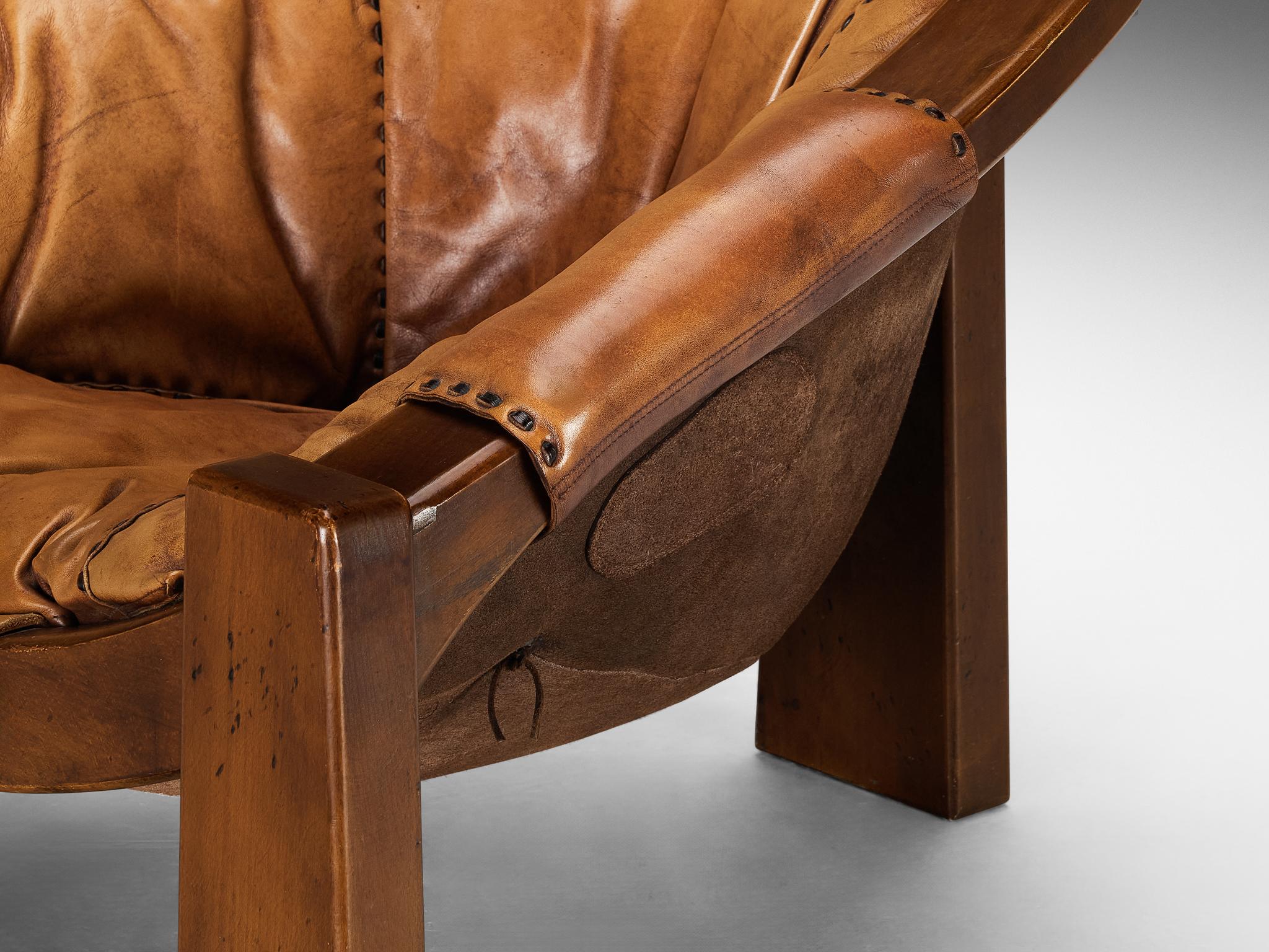 Late 20th Century Luciano Frigerio Lounge Chair in Cognac Leather