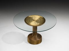 Luciano Frigerio 'Luky' Dining Table in Hammered Brass and Glass