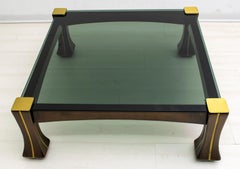 Luciano Frigerio Midcentury Italian Wood and Brass Coffee Table "Ussaro", 1970s