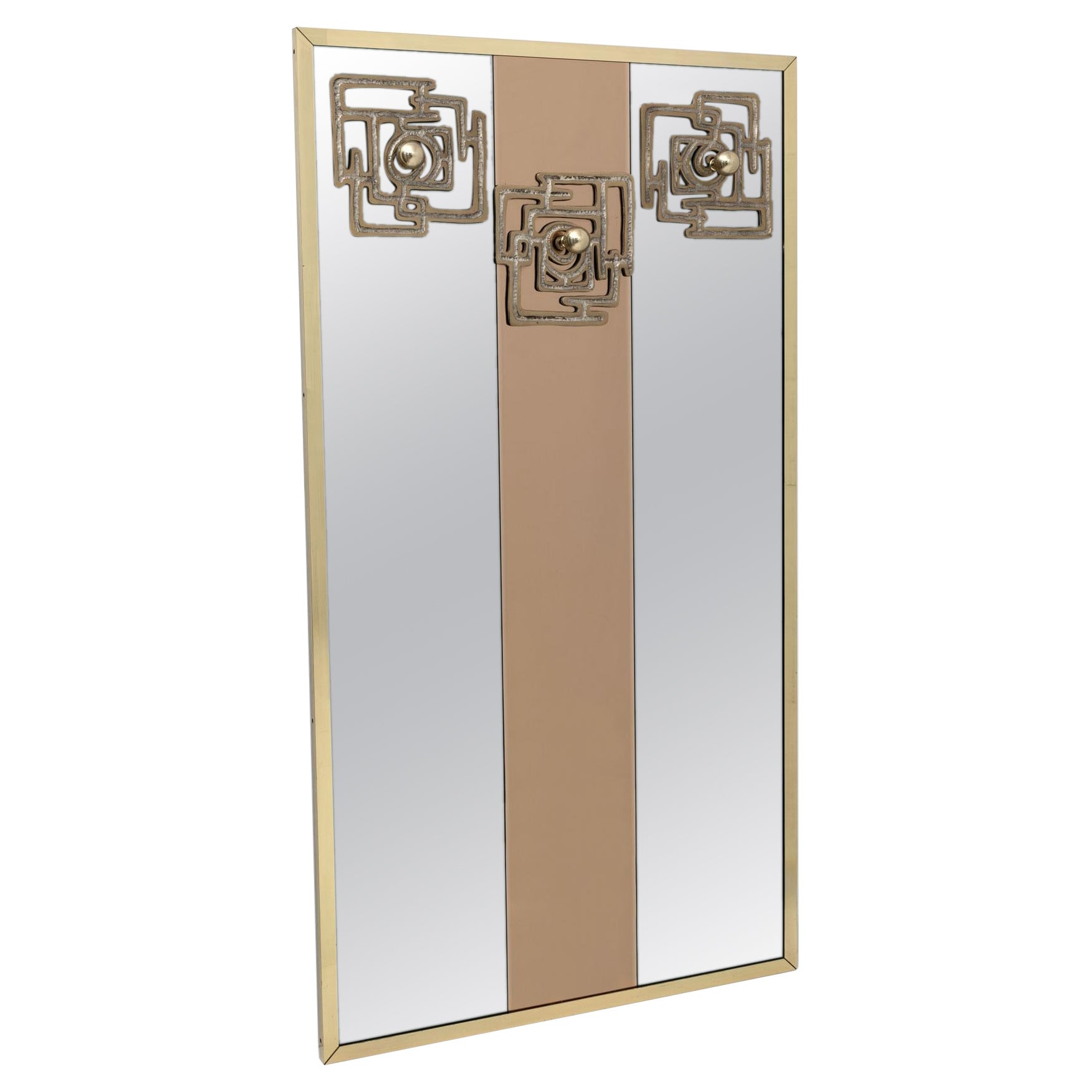 Luciano Frigerio Mid-century Modern Brass and Mirror Clothes Hangers, 1970s