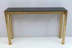 Luciano Frigerio Mid-Century Modern Italian Glass and Brass Console, 1970s
