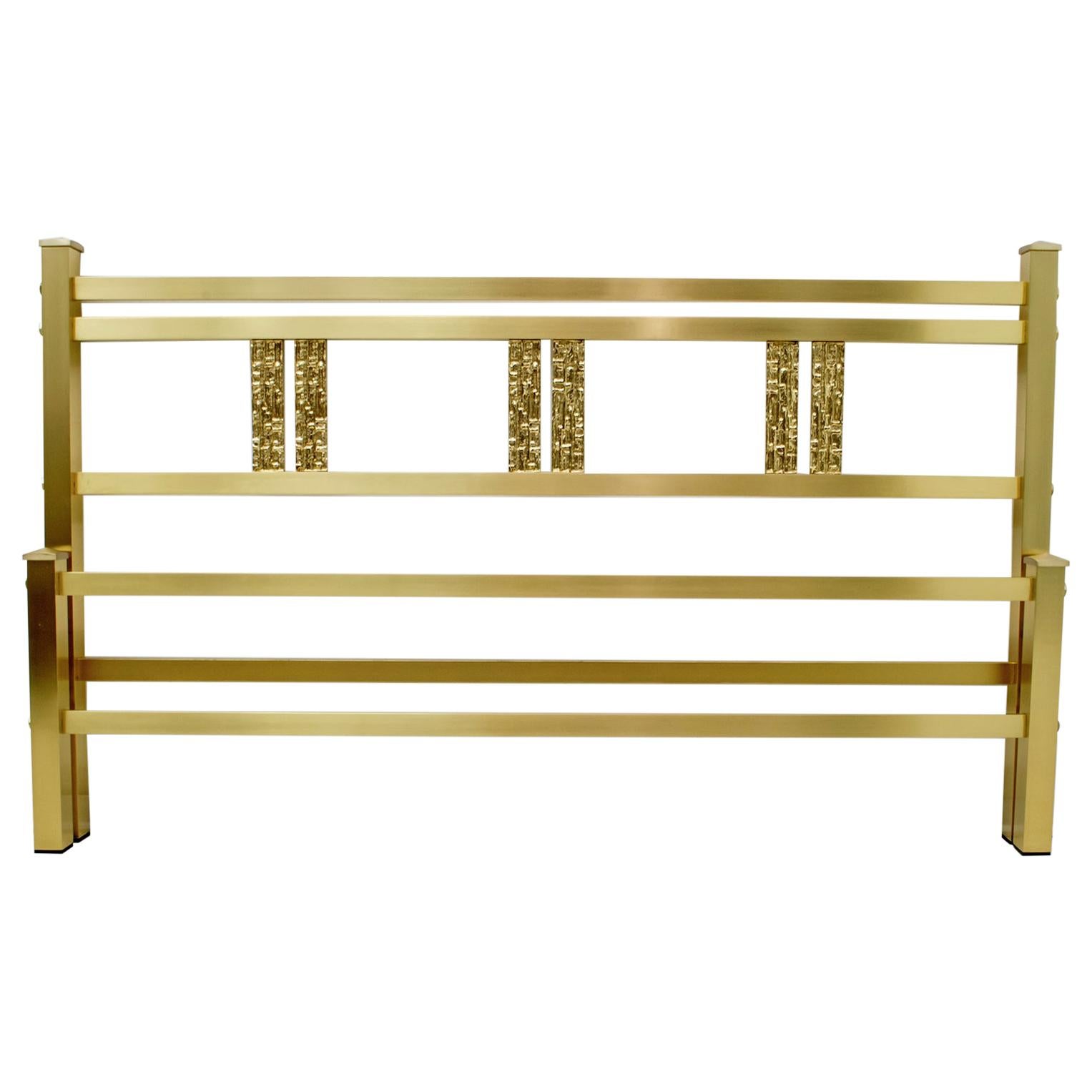 Luciano Frigerio Mid-Century Modern Italian Gold Brass and Bronze Double Bed