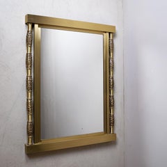 Luciano Frigerio Mid-Century Modern Mirror, Brass & Glass, Italy