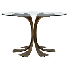 Table ronde en verre et bronze de Luciano Frigerio, mod. Juan, 1970