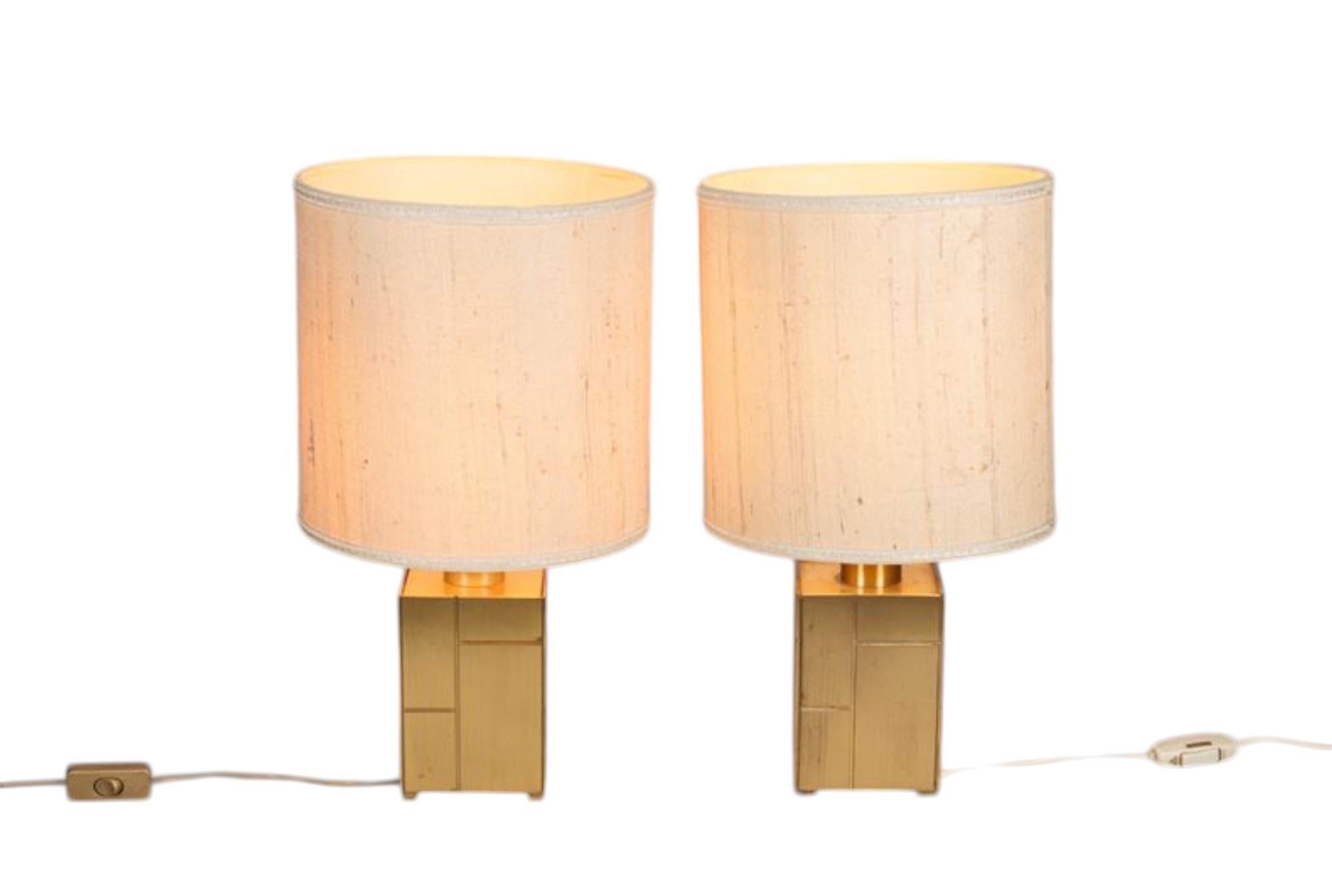 Luciano Frigerio, paire de lampes de table en laiton mod. Louis, Frigerio Italie, années 1970 8