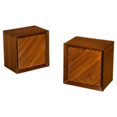 Luciano Frigerio Pair of Nightstands in Walnut and Brass