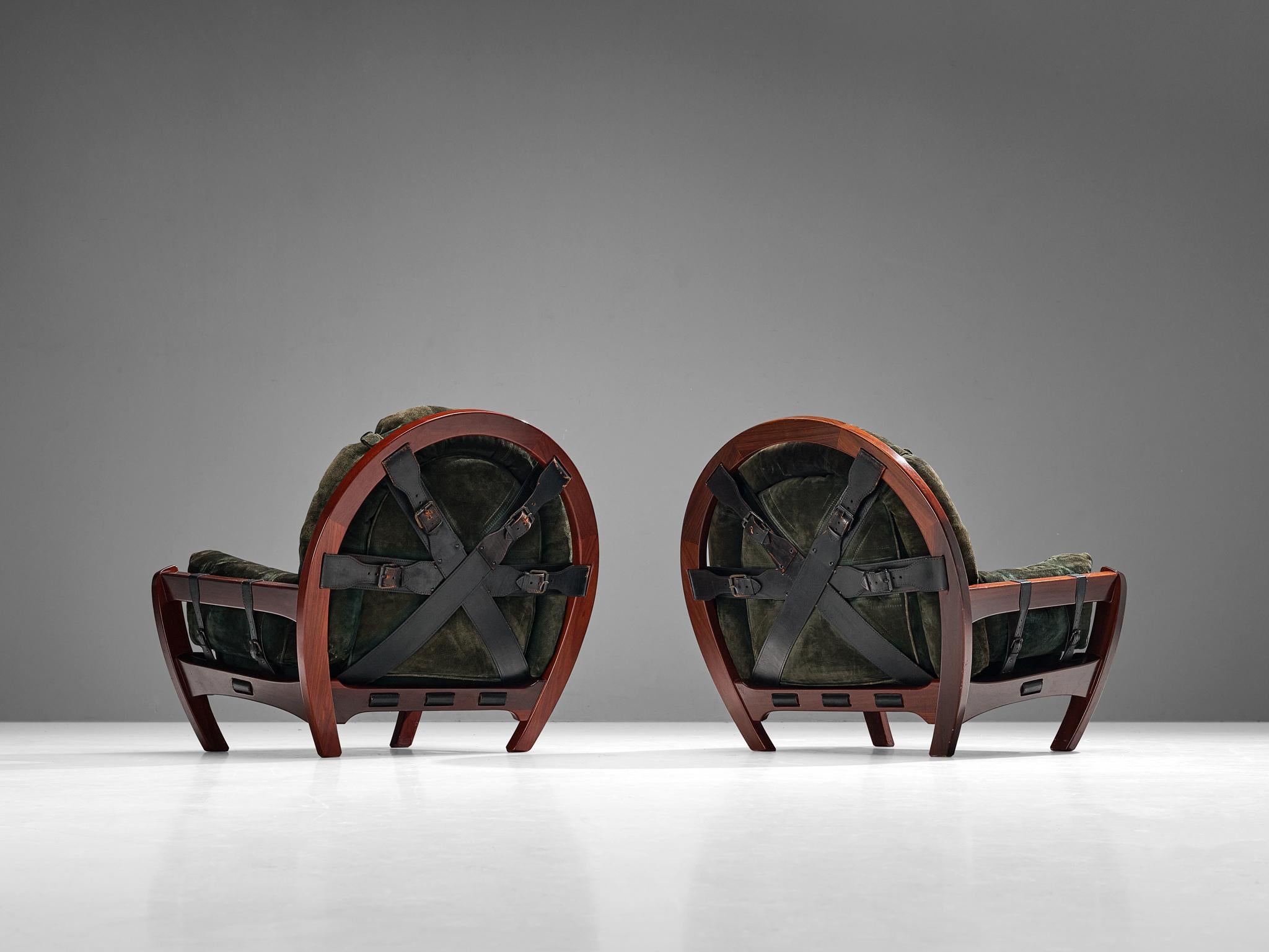 Post-Modern  Luciano Frigerio Pair of 'Rancero' Lounge Chairs and Ottoman 