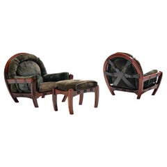  Luciano Frigerio Pair of 'Rancero' Lounge Chairs and Ottoman 