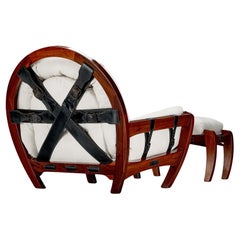 Luciano Frigerio 'Rancero' Lounge Chair with Ottoman in White Upholstery