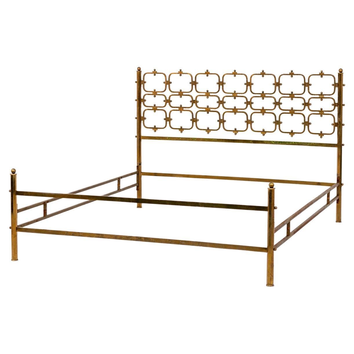 Luciano Frigerio Sculpture Double Bed in Brass