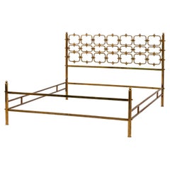 Vintage Luciano Frigerio Sculpture Double Bed in Brass