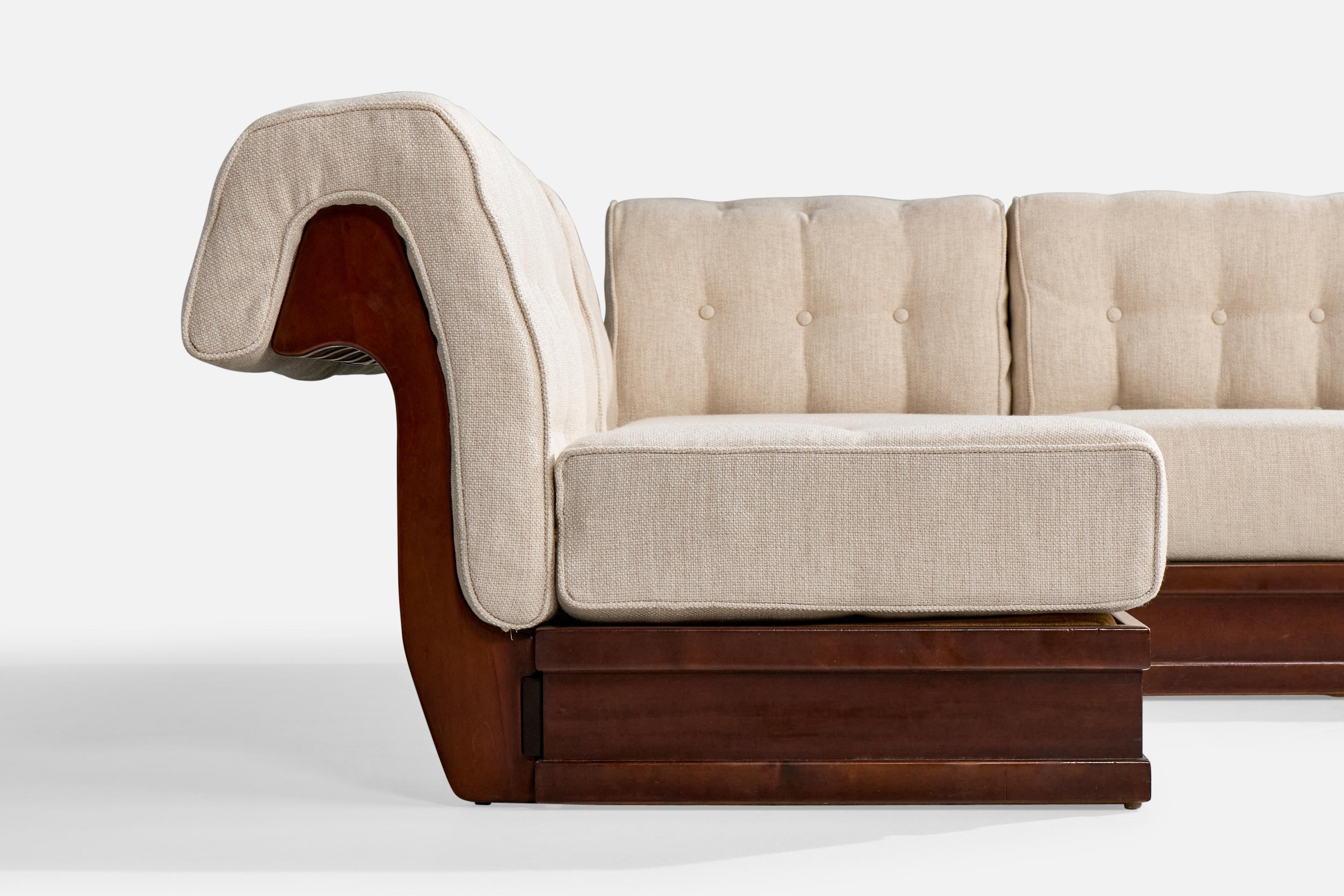 Canapé sectionnel Luciano Frigerio, bois, tissu, Italie, 1970 en vente 4