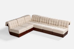 Luciano Frigerio, Sectional Sofa, Wood, Fabric, Italy, 1970s